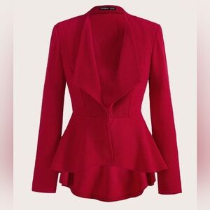 SHEIN Red Waterfall Collar Blazer